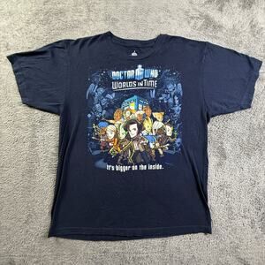 Ripple Junction Doctor Who Worlds in Time Adult L Navy Graphic Tee Shirt BBC